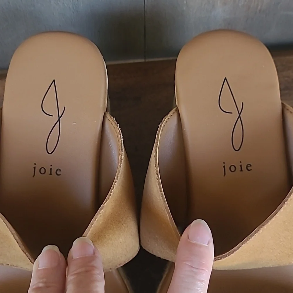 EUC Joie Sandals Women's sz 9 Two Band Suede Espadrille Wedge Slip On Sandal